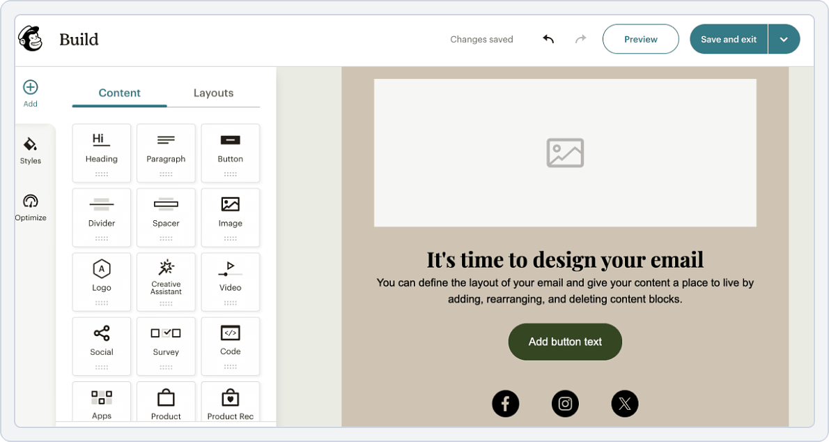 dashboard image of MailChimp