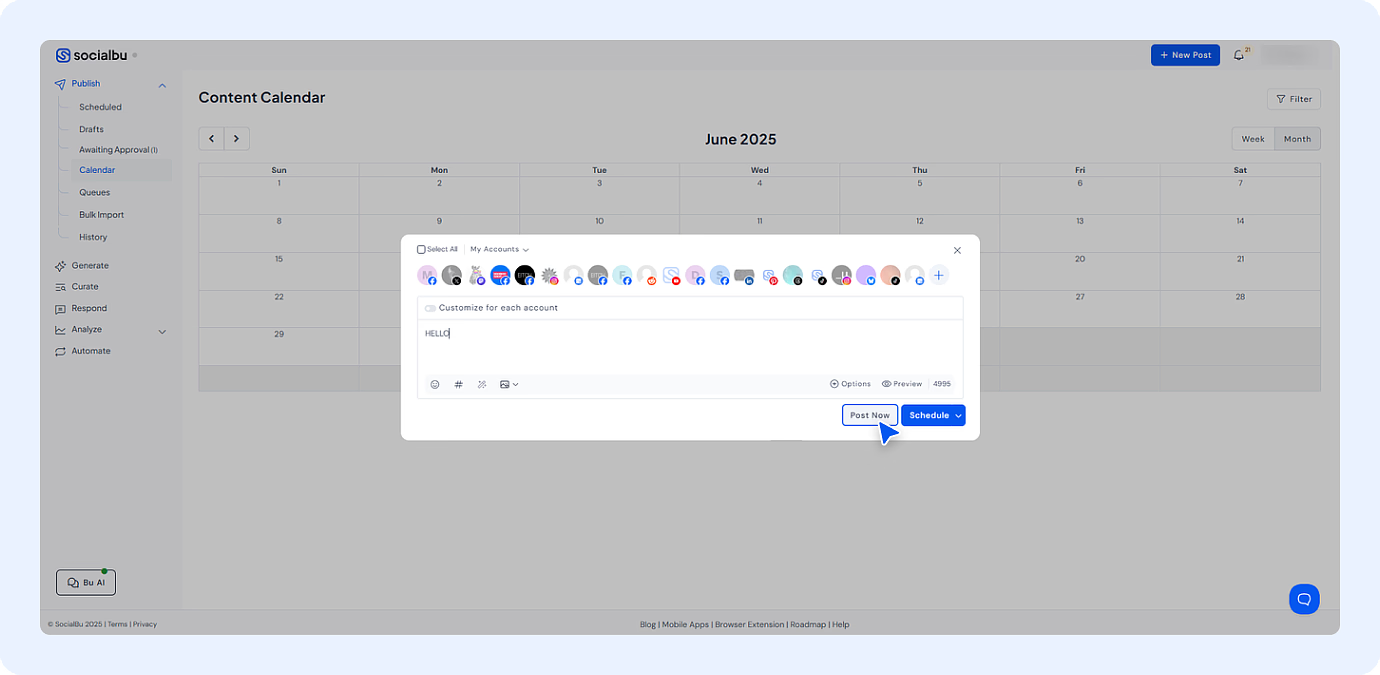 Schedule Multiple Client Posts Using SocialBu’s Calendar View - 3
