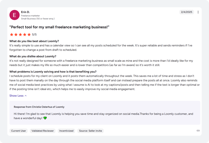 Loomly User Review