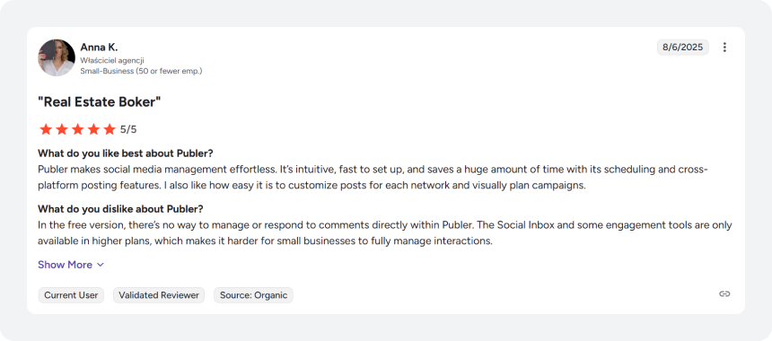 Publer User review