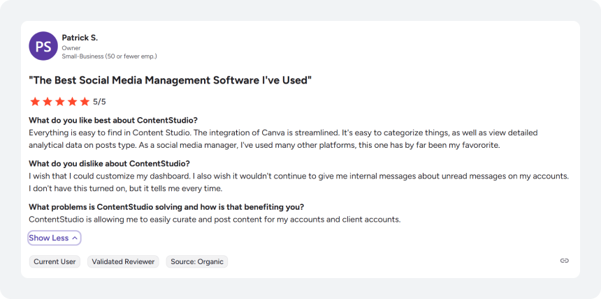 ContentStudio User Review