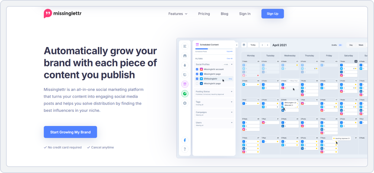 Zoho Alternative#7: Missinglettr
