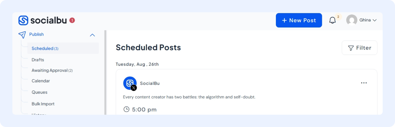 SocialBu - Instagram story scheduling 