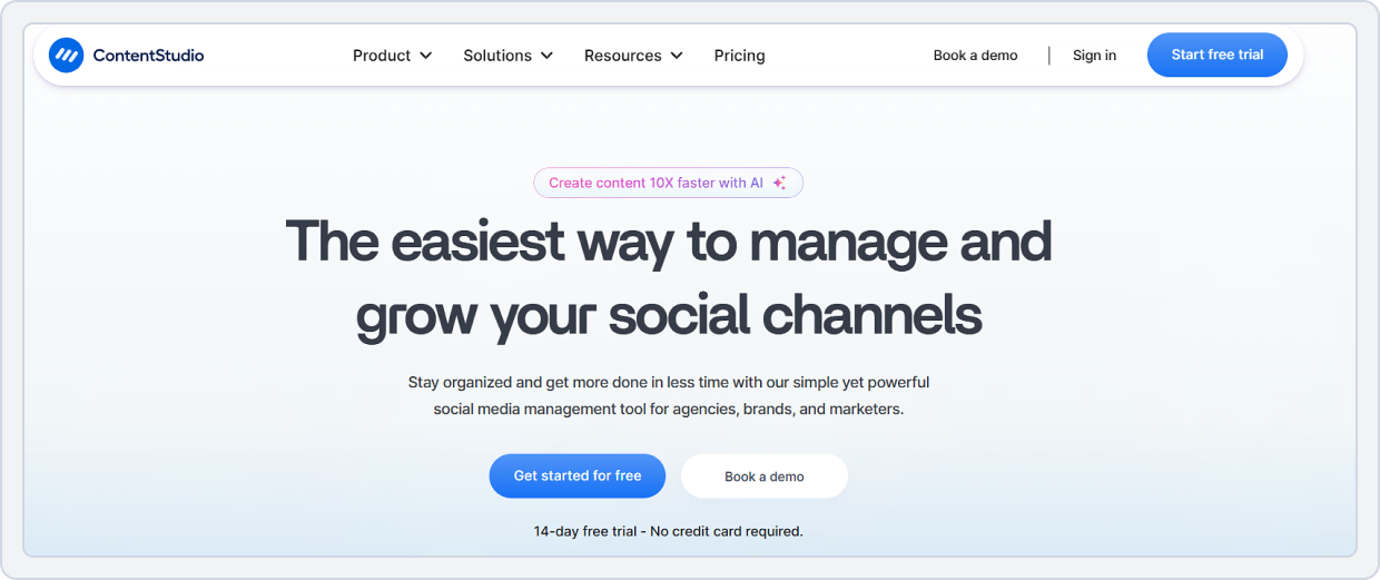 ContentStudio social media management dashboard illustration.