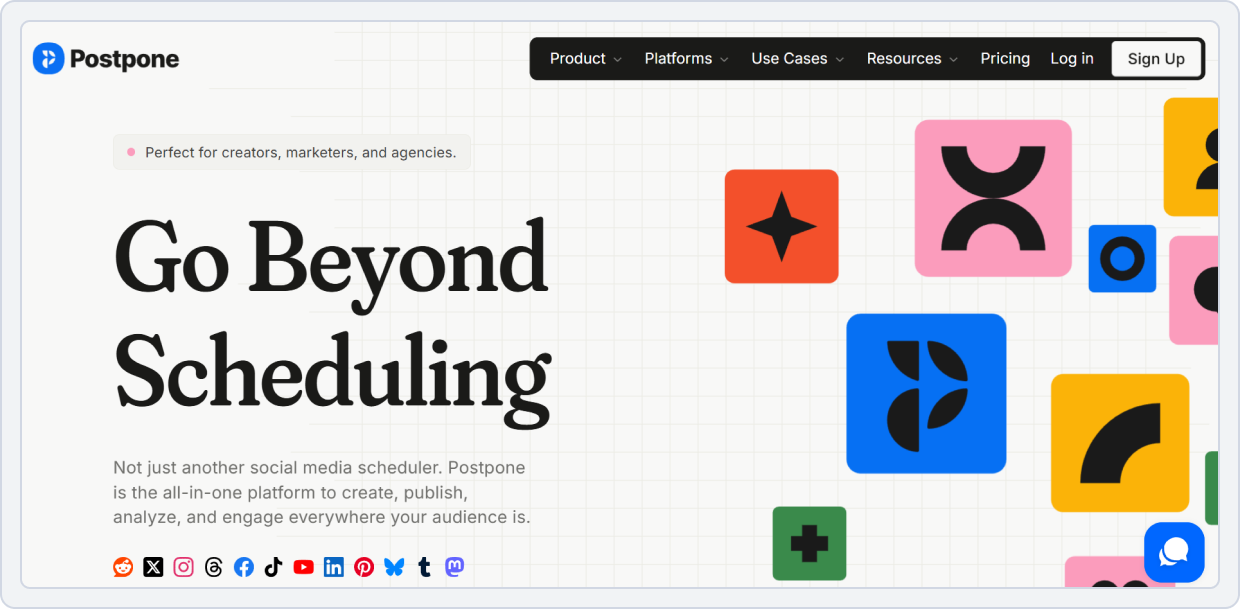 Postpone platform shown as a social media scheduling alternative. 