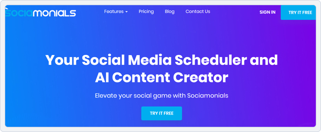 Visual graphic of Sociamonials representing social media management tool 