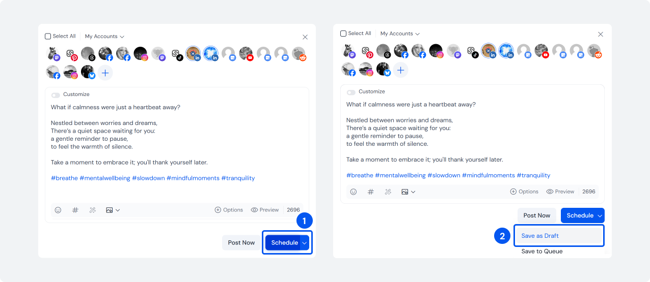 Create and schedule LinkedIn post with SocialBu