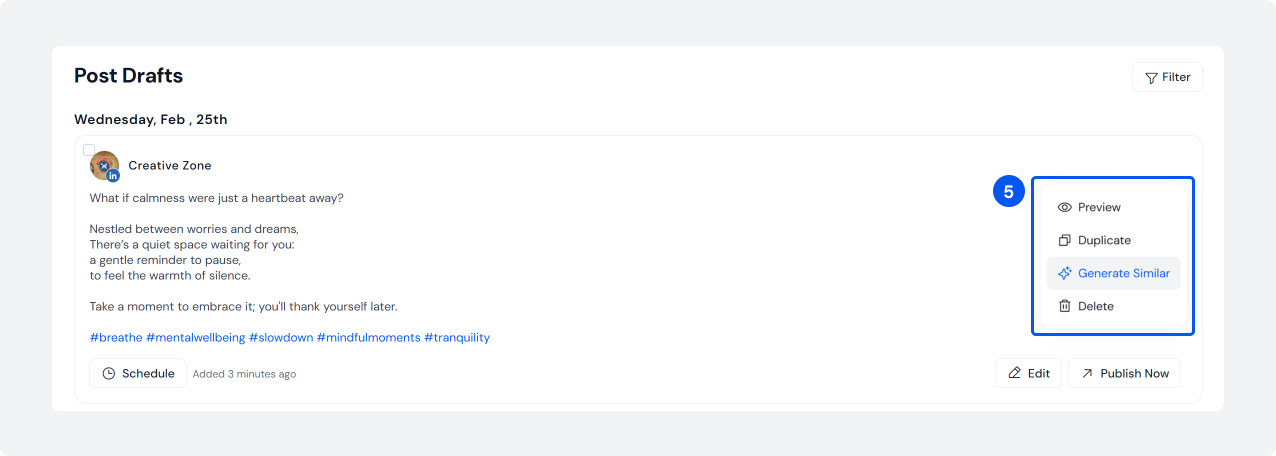 AI options to create similar posts with SocialBu