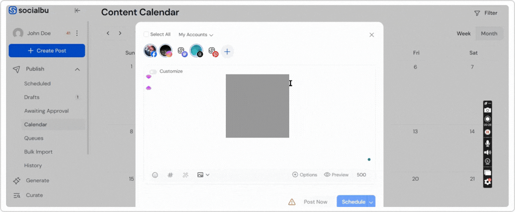 SocialBu bulk scheduling