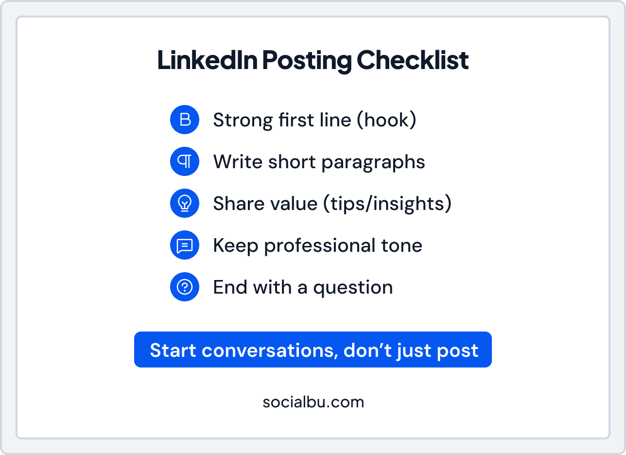 LinkedIn Posting checklist 