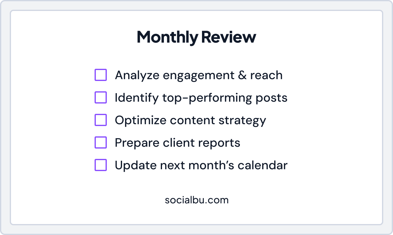 Social media reporting checklist every month