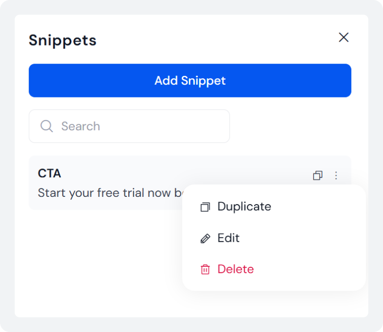 Edit or Duplicate a Snippet