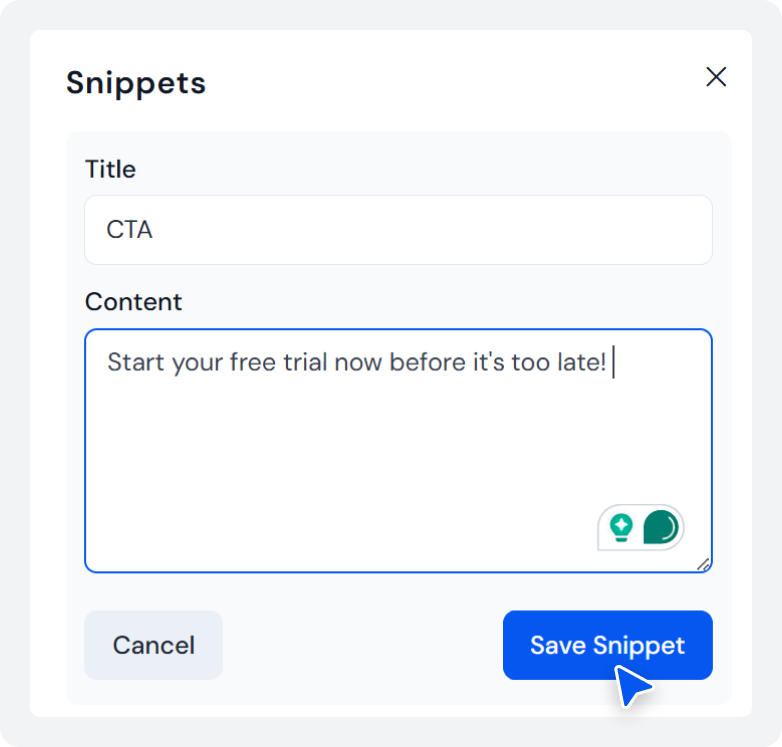 Add a Snippet to SocialBu