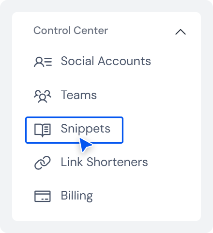 Go to Snippets under Control Centre