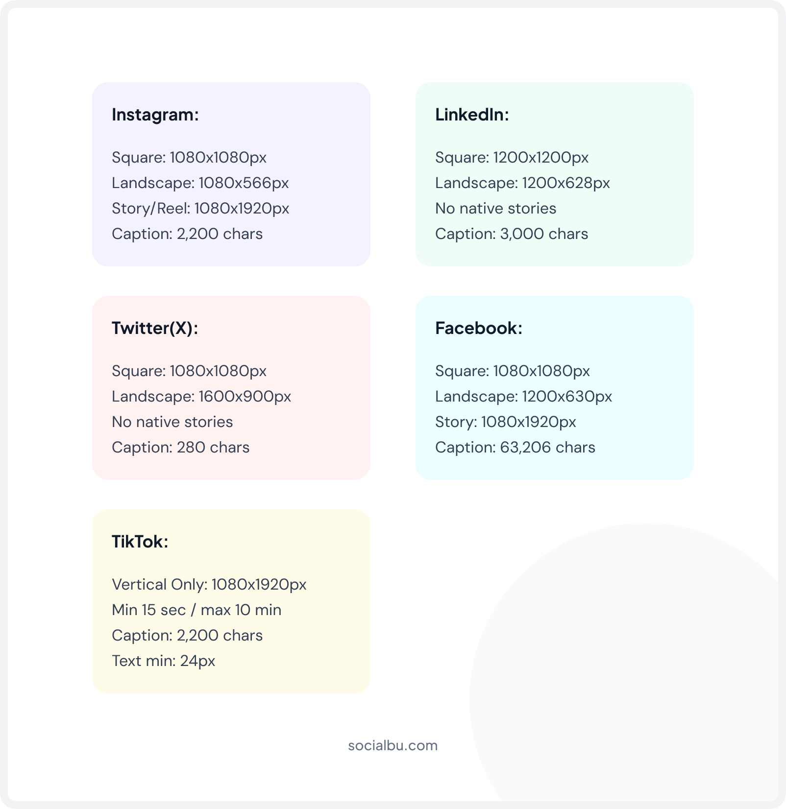Visual Specs for Social Media Platforms