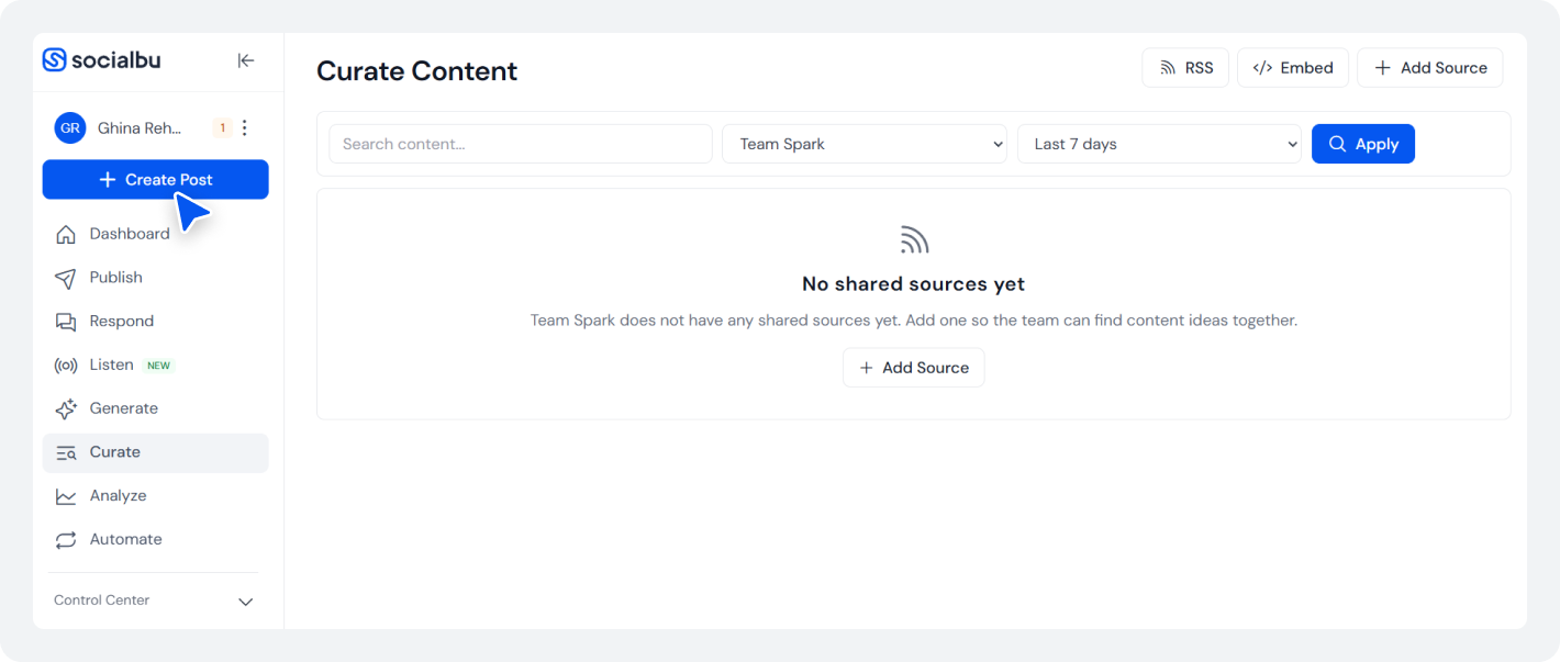 SocialBu create post option