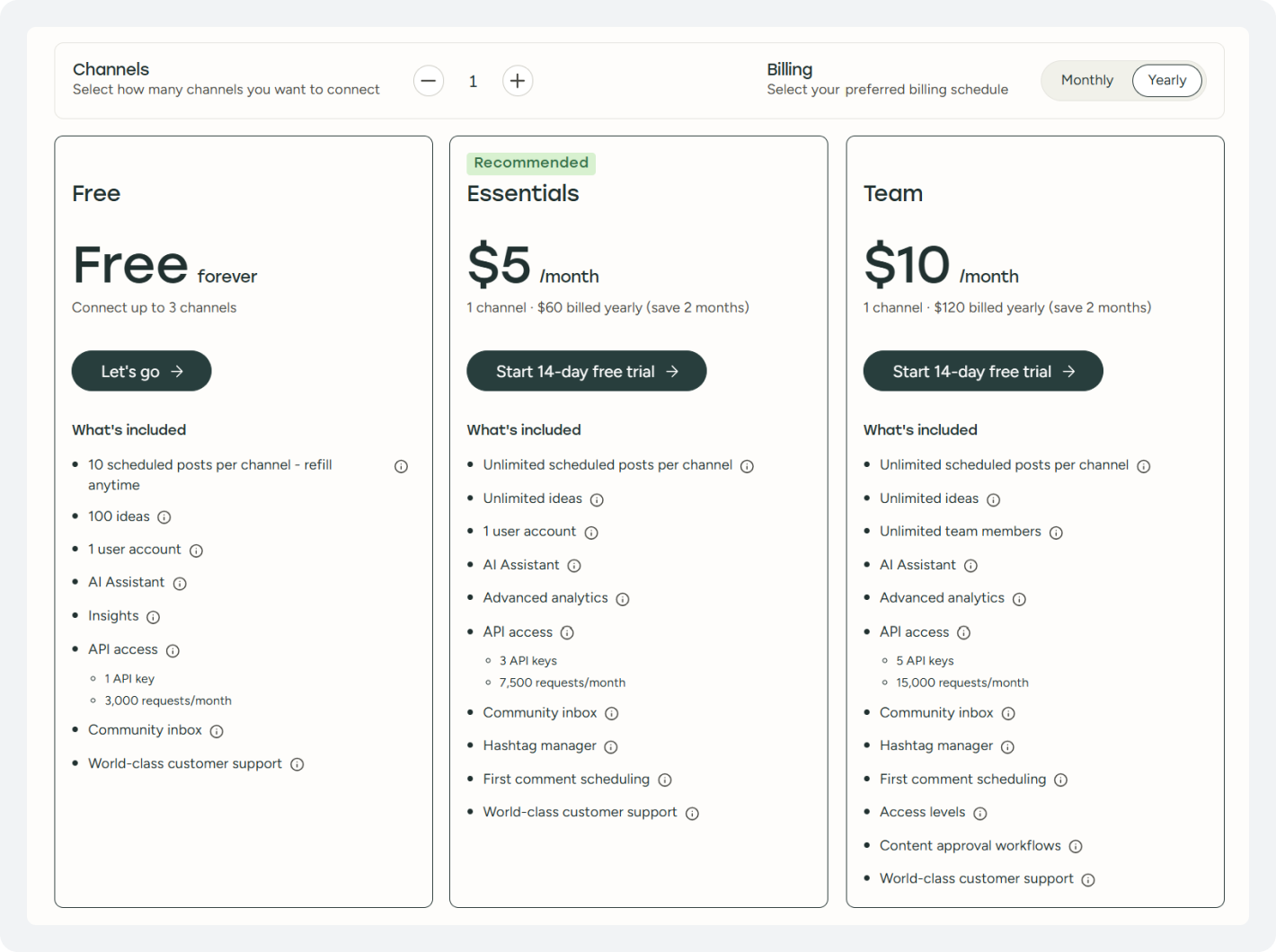Buffer pricing