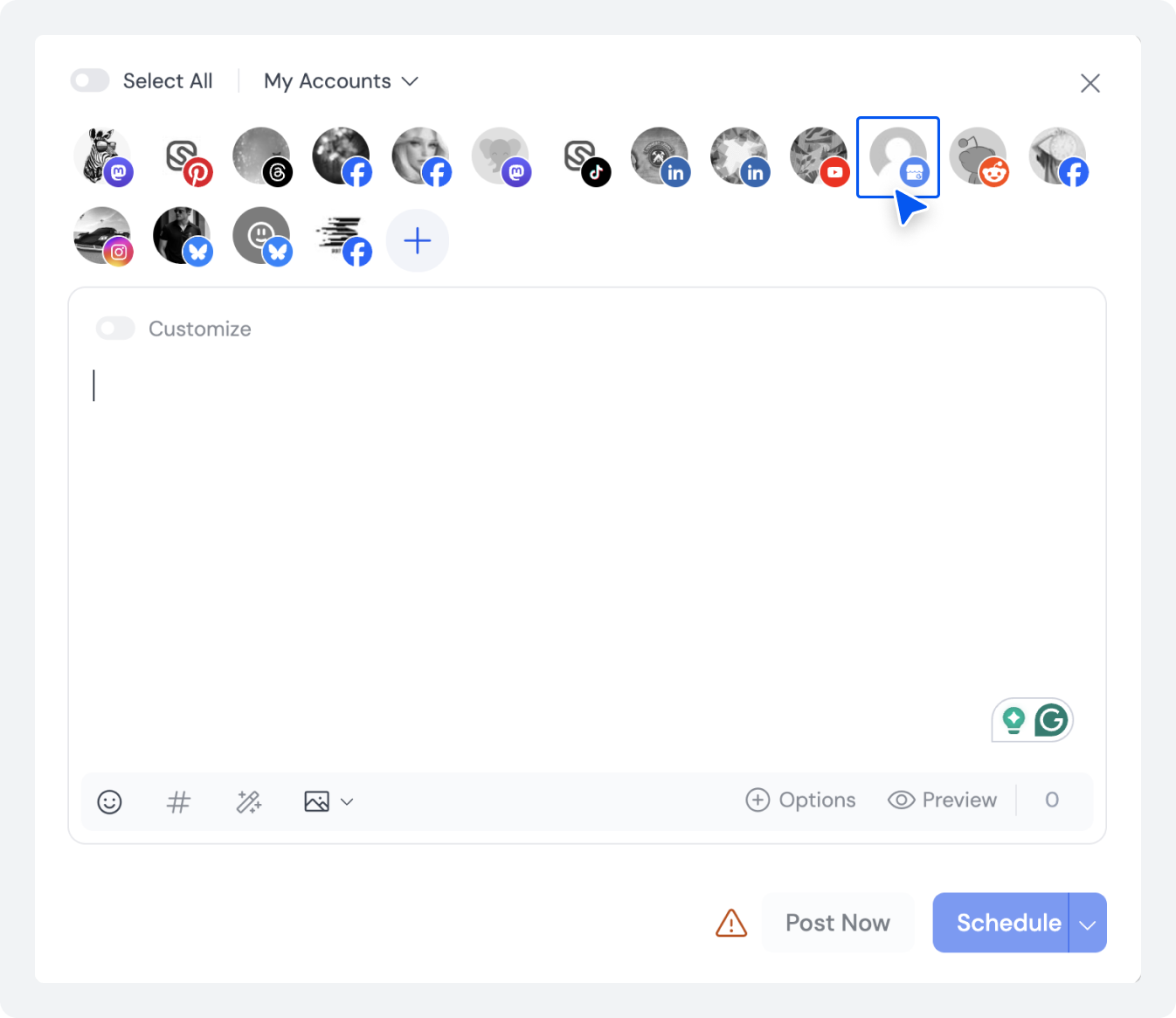 Select GBP account from SocialBu composer