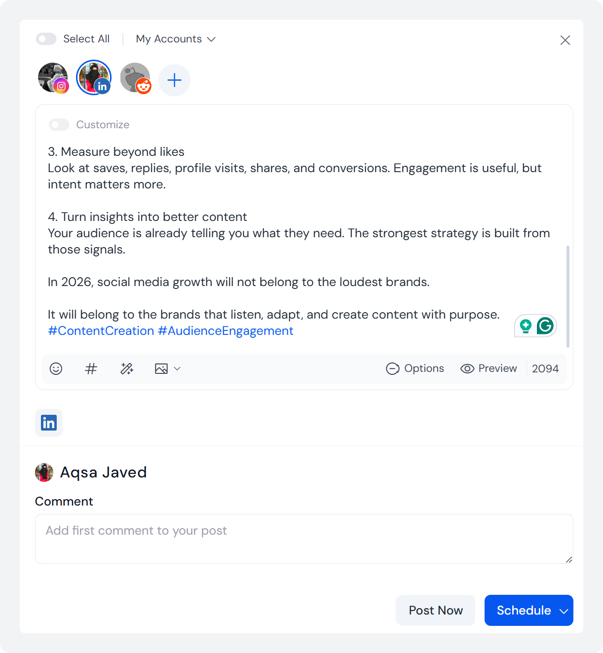 Create and Queue LinkedIn Posts with SocialBu