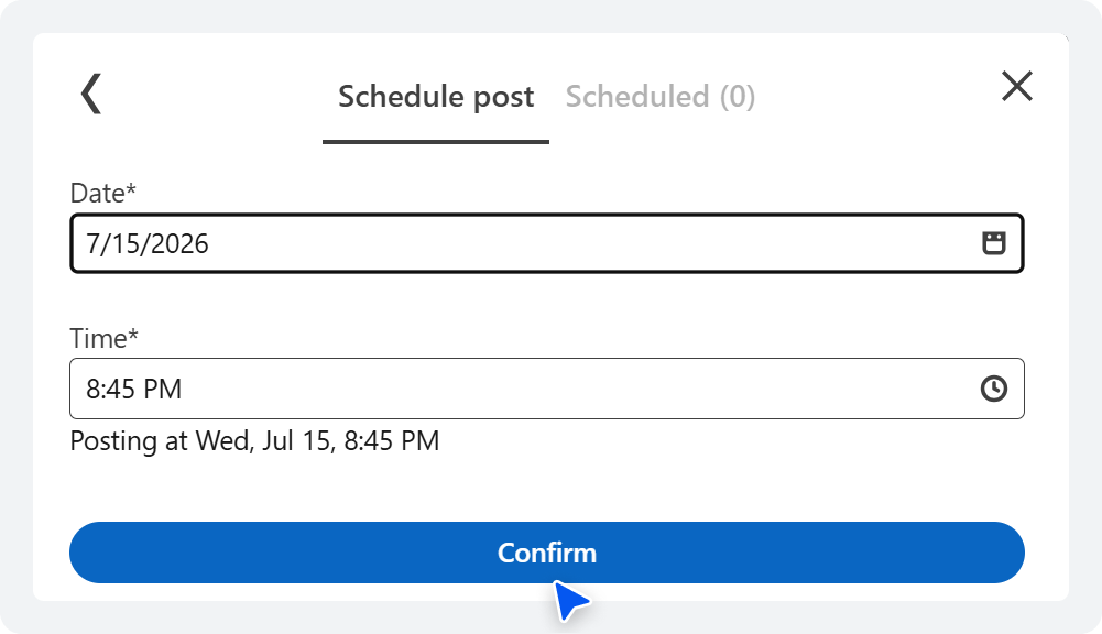 Scheduling from a LinkedIn Personal Profile