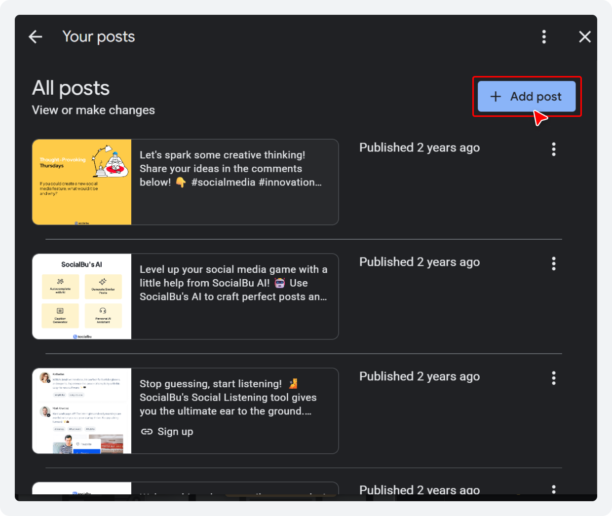 Select “Add Post”