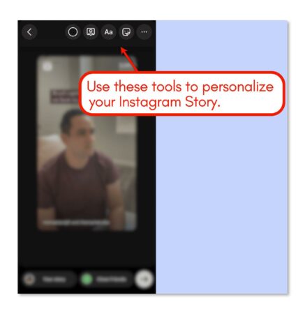 Image showing tools to personalize Instagram story.