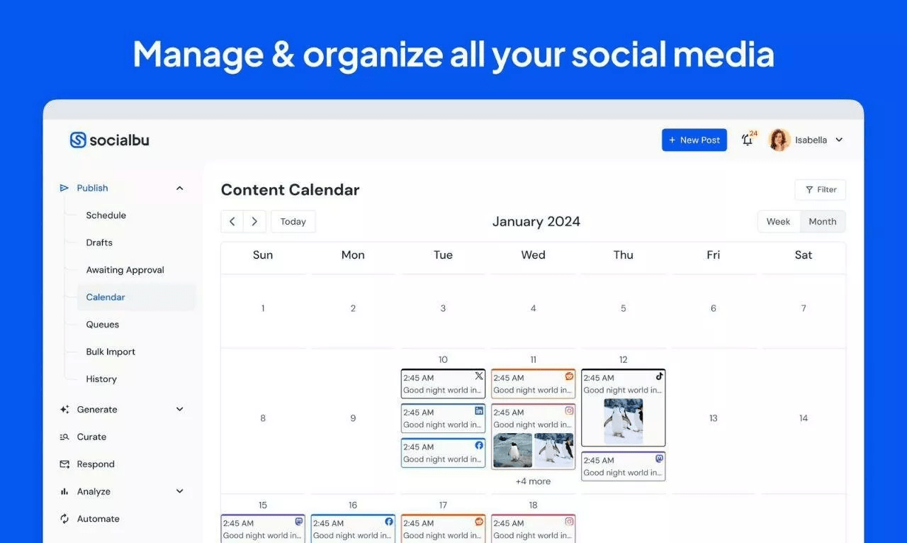 social media content calendar