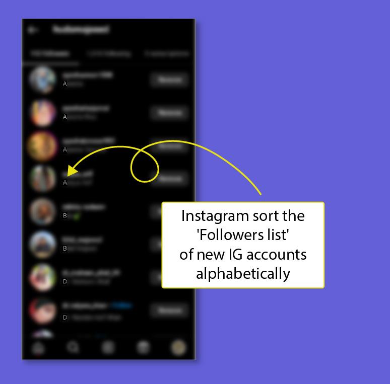 Instagram followers list order