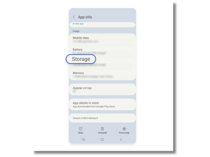 scroll down to find “Storage”