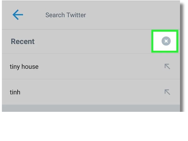 “X” next to the “Recent searches''.