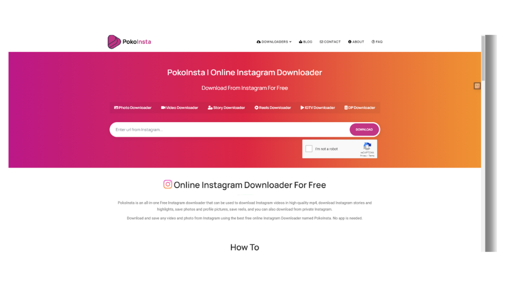 Poko Insta web page