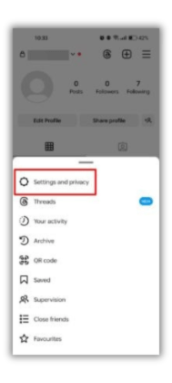 Select Settings and Privacy option