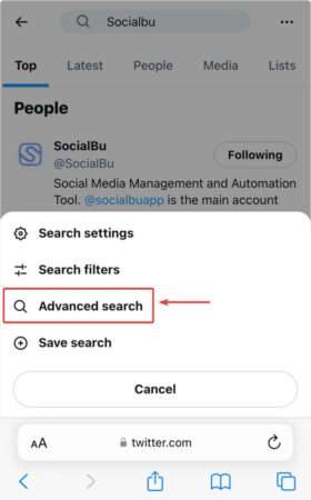 Twitter Advance Search Mobile