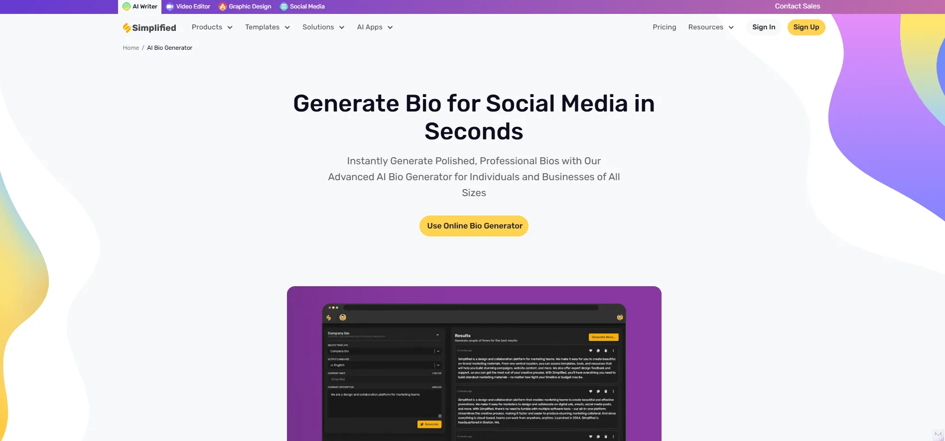 Simplified AI Bio Generator