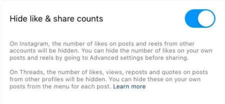 hide like count on Instagram reels
