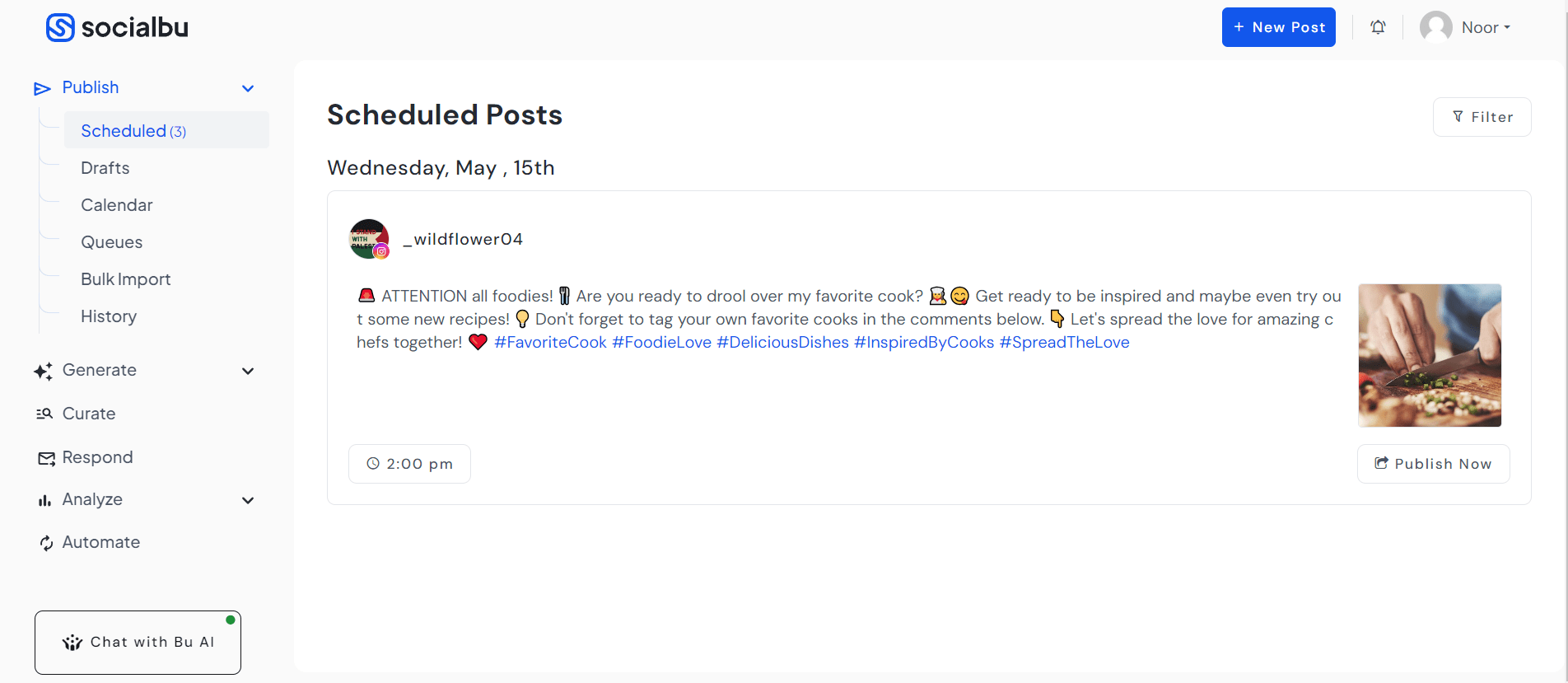 Open scheduled posts on SocialBu 