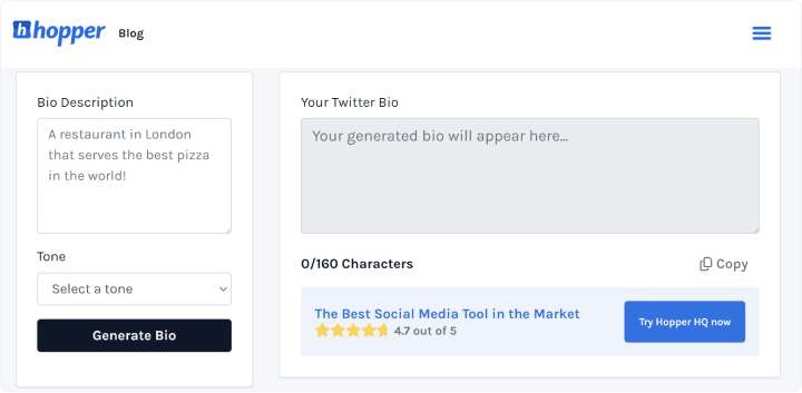 Hopper-Twitter Bio Generator
