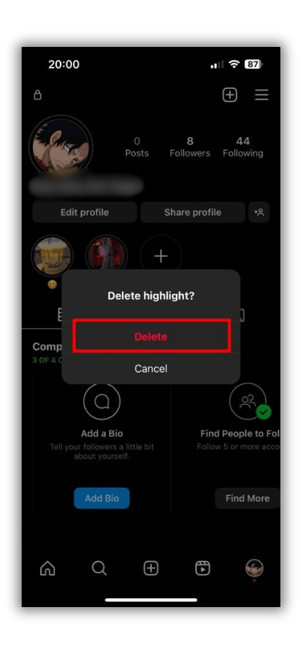 Select "Delete"