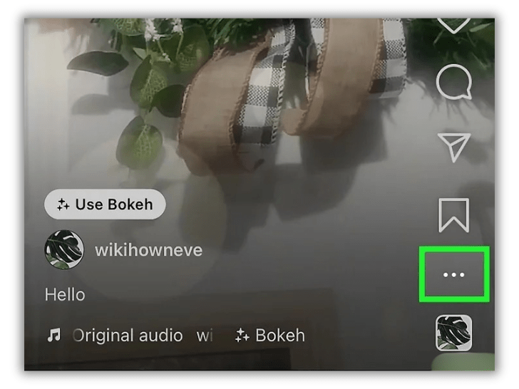 three-dot menu icon on the top-right corner of the Reel