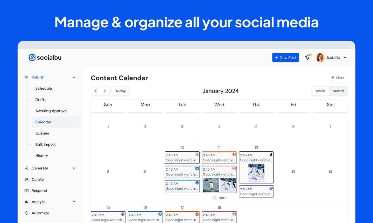 SocialBu's Content Calendar