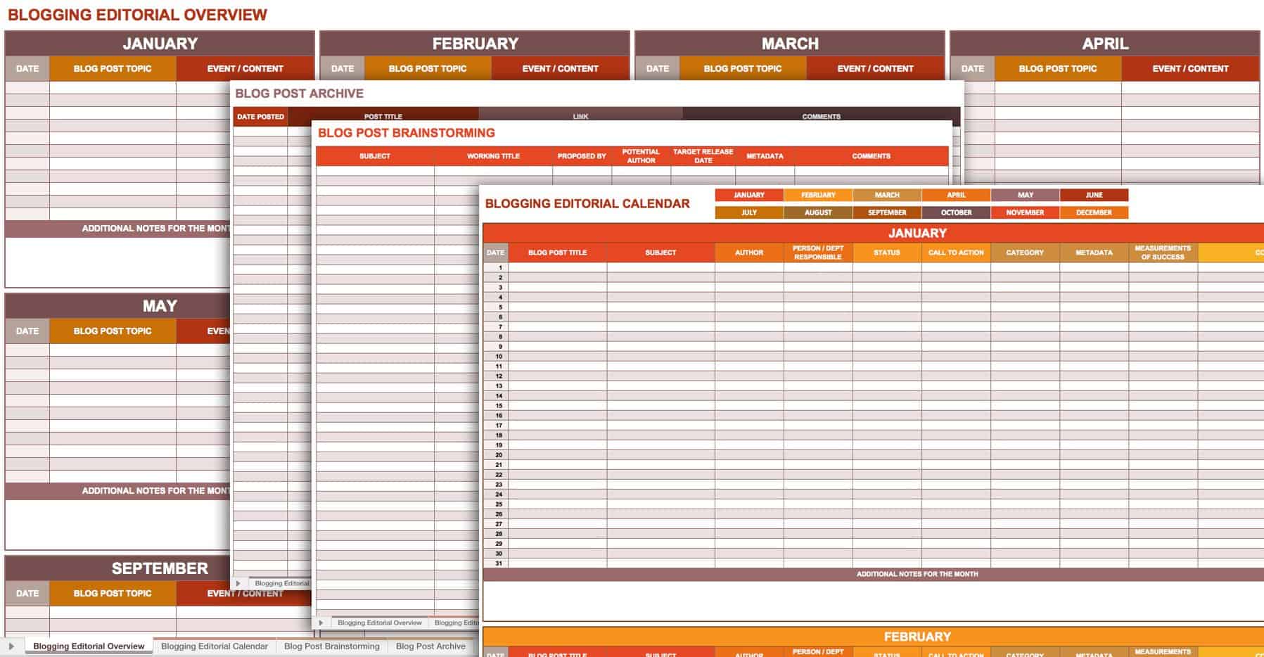 excel template for social media calendar