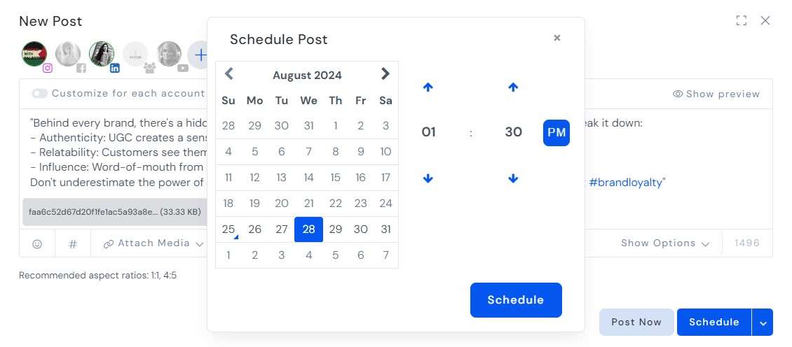 Setting the Schedule and Timing for the Post