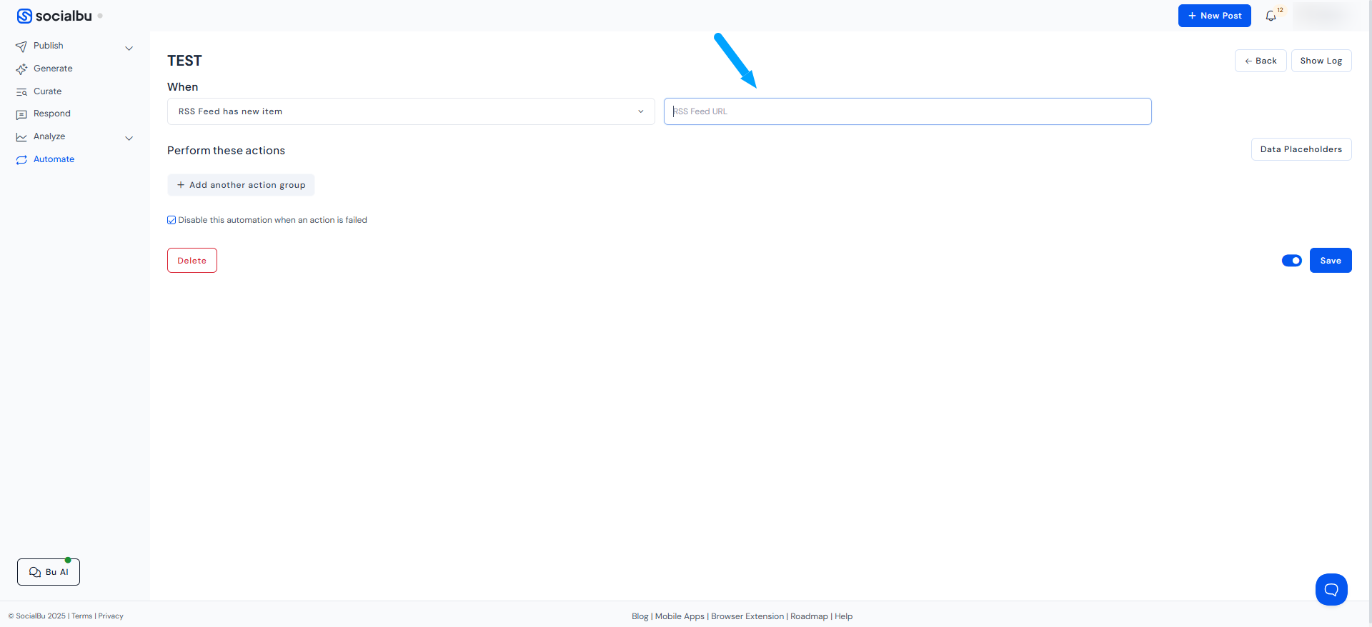 Input the RSS Feed Link