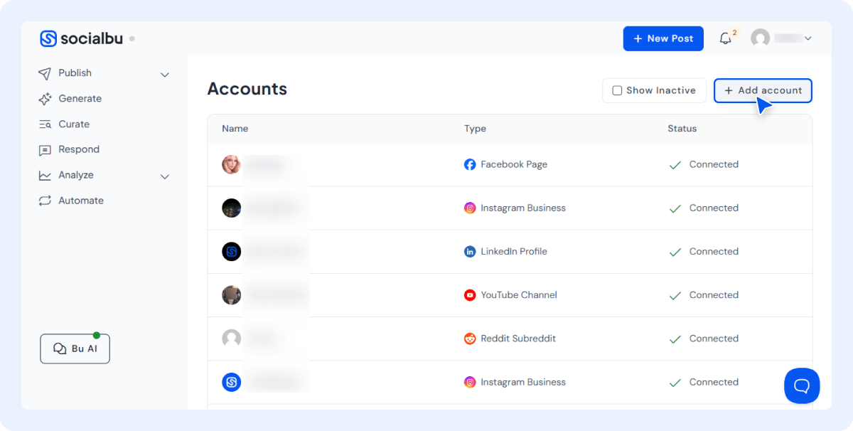 Connect a New Social Profile