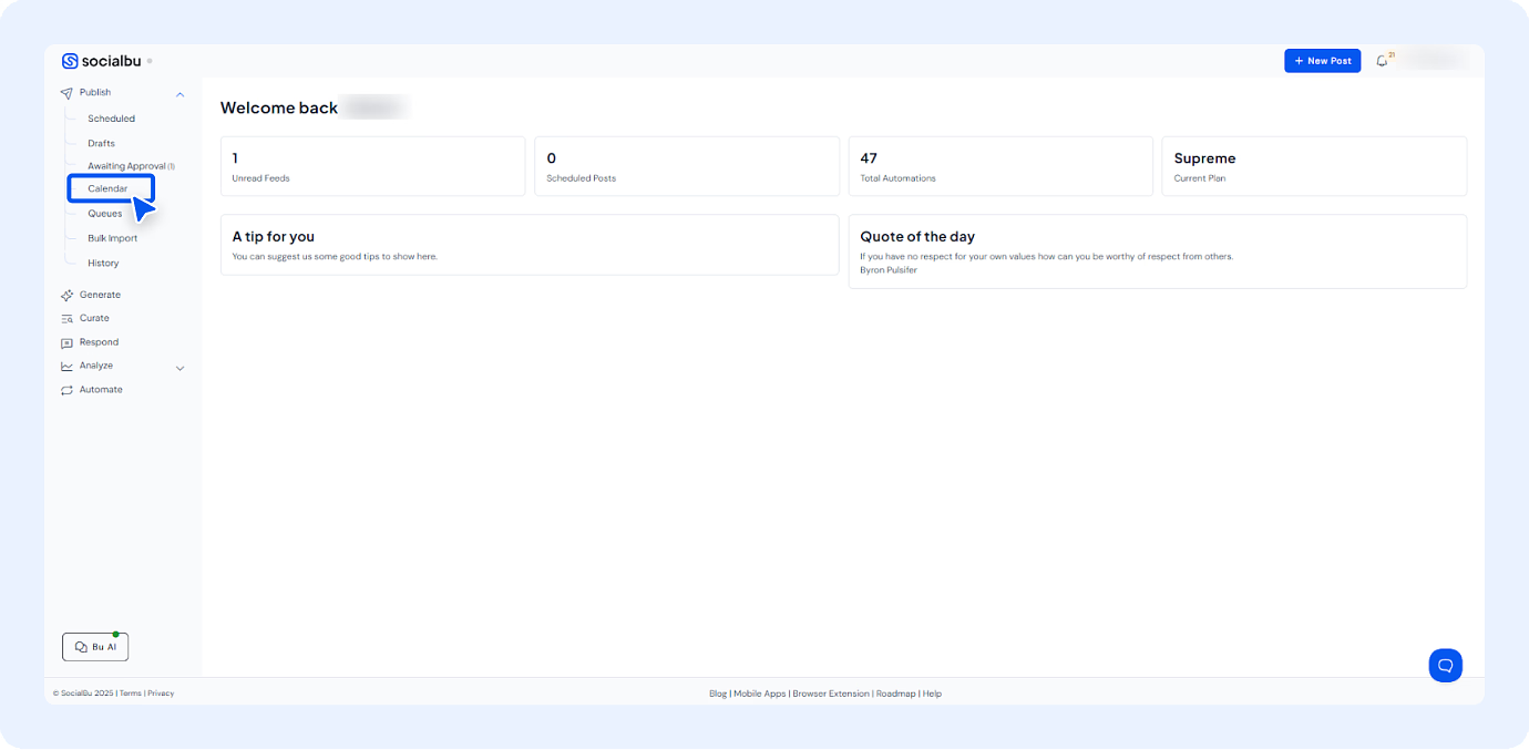 Schedule Multiple Client Posts Using SocialBu’s Calendar View - 1