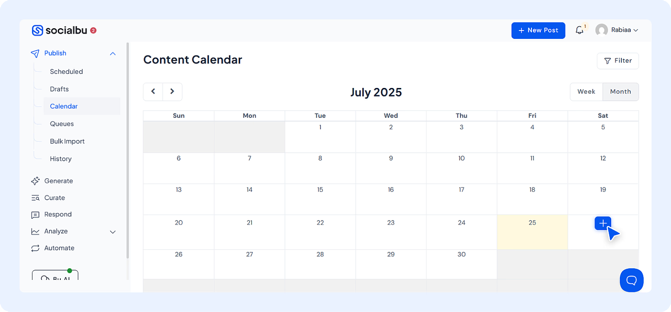 Schedule Multiple Client Posts Using SocialBu’s Calendar View - 2