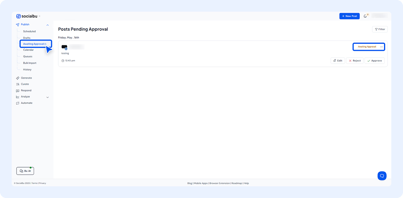 Review your posts using SocialBu’s Calendar View