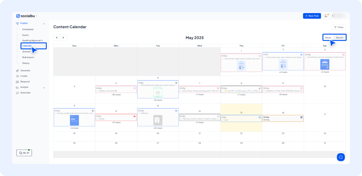 Plan Your Content with SocialBu's Content Calendar