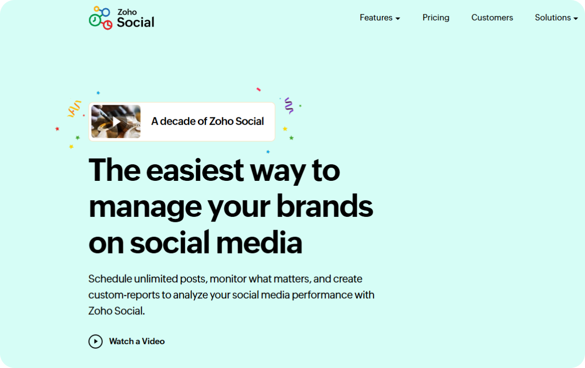 7. Zoho Social - Best for SMBs & CRM Integration Agorapulse alternative