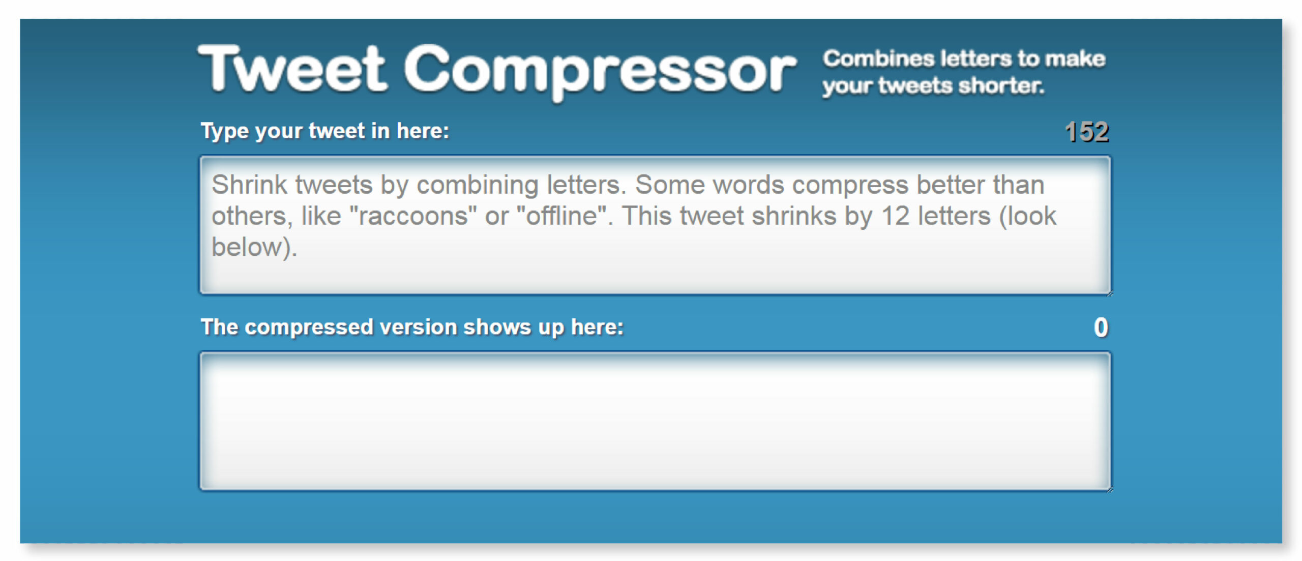 TweetCompressor (For Longer Tweets)
